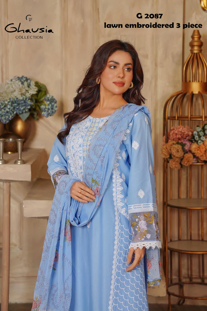 Lawn Embroidered Kurta 3P