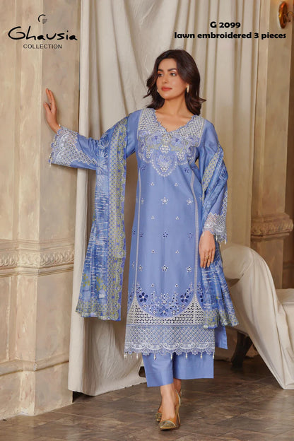Lawn Embroidered Kurta 3P