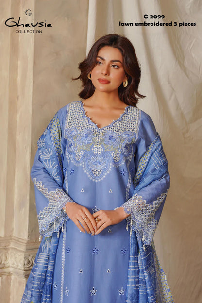 Lawn Embroidered Kurta 3P