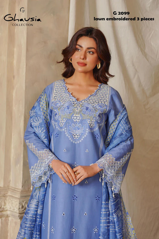 Lawn Embroidered Kurta 3P