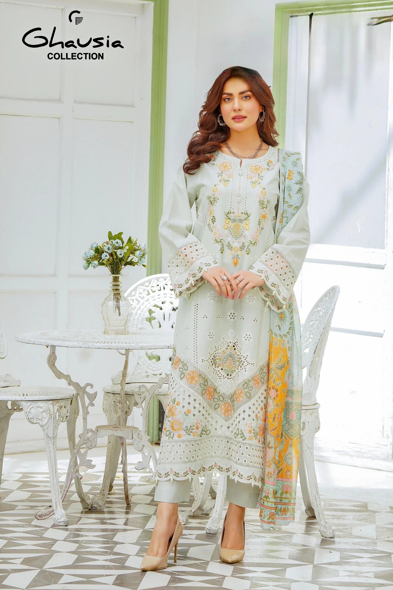 Lawn Embroidered Kurta 3P