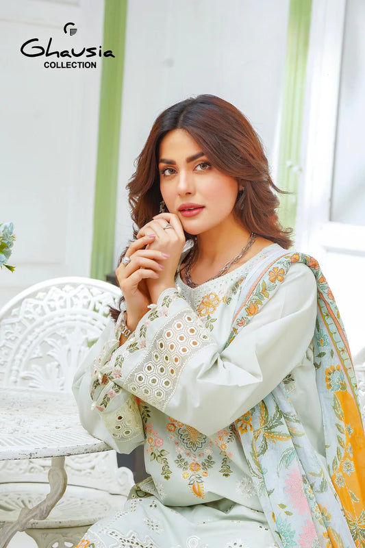 Lawn Embroidered Kurta 3P