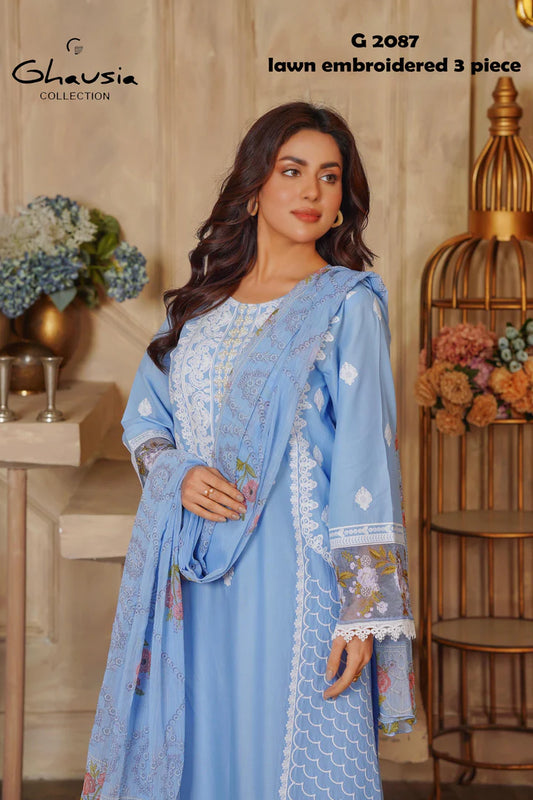 Lawn Embroidered Kurta 3P