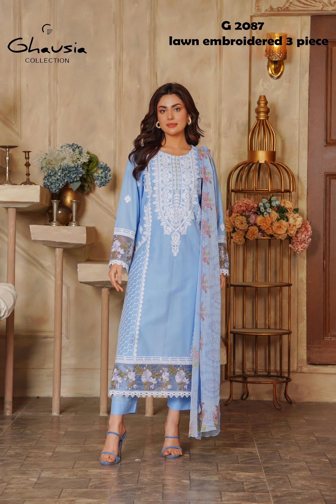 Lawn Embroidered Kurta 3P