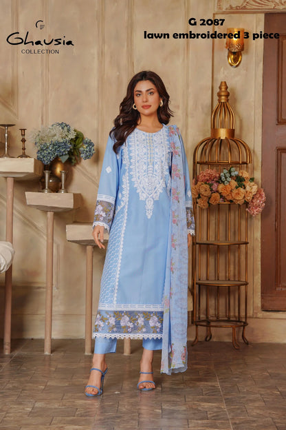 Lawn Embroidered Kurta 3P