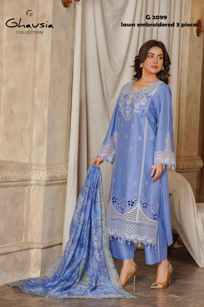Lawn Embroidered Kurta 3P