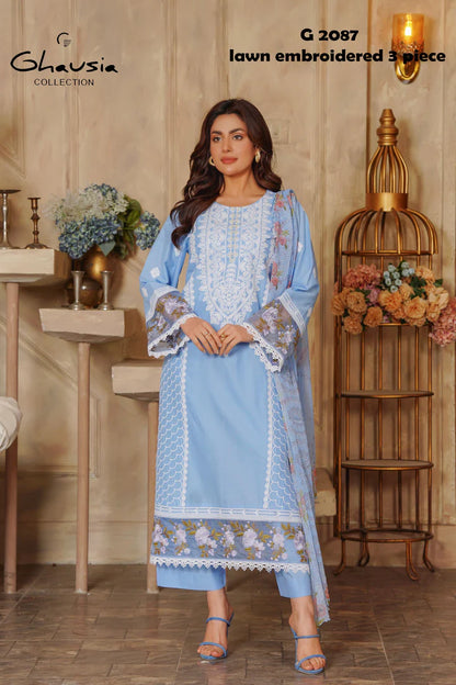 Lawn Embroidered Kurta 3P